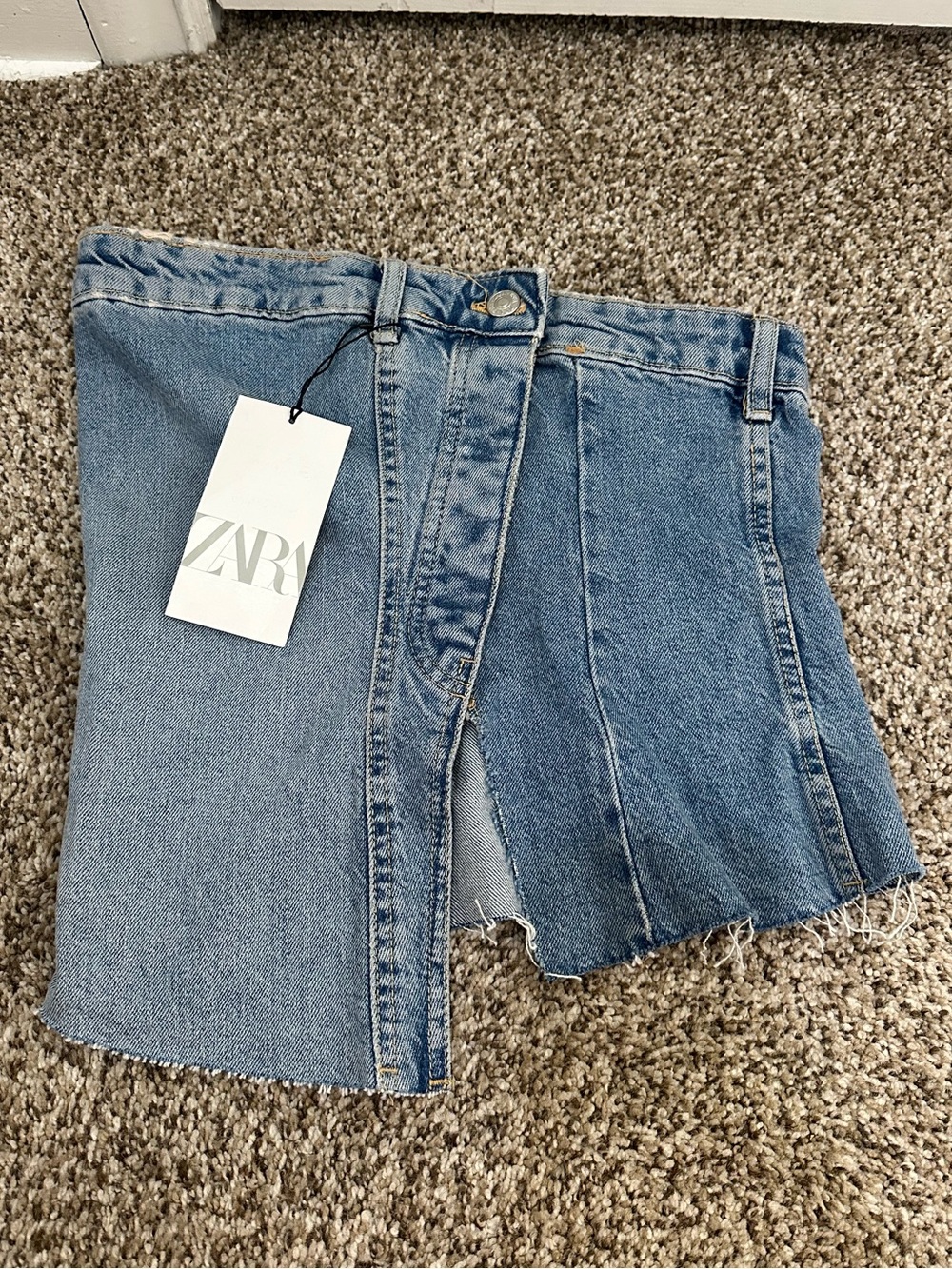 Zara Asymmetrical Denim Top NWT